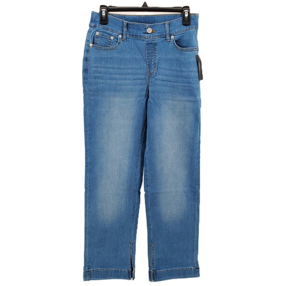 D & Co Adaptive Jeans Straight Leg Medium Wash Crop Denim Women's Size 8 New - Picture 1 of 7